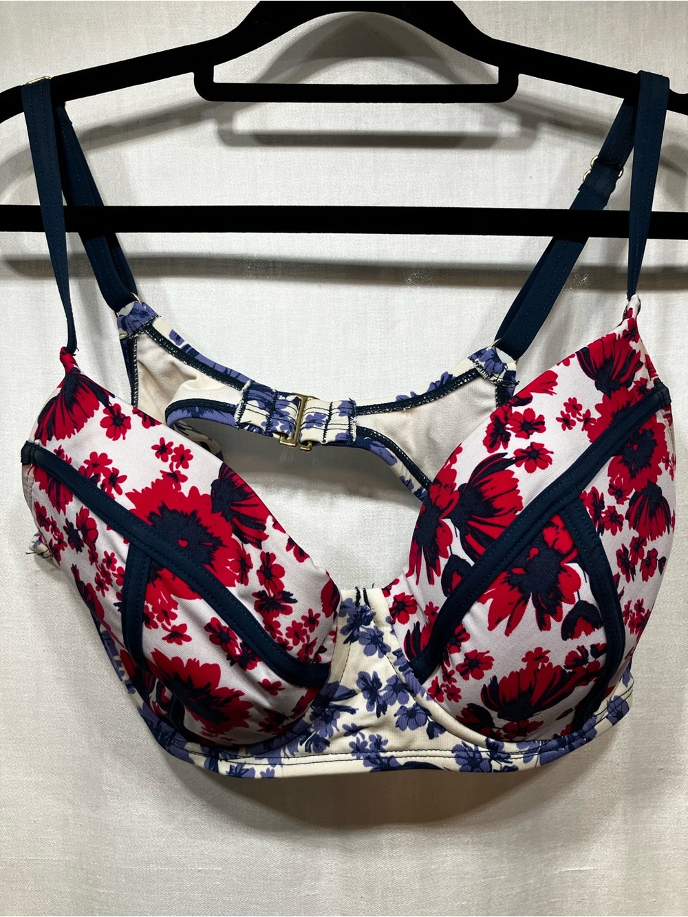 Gibson Latimer Red & Navy Floral Underwire Bra 38D